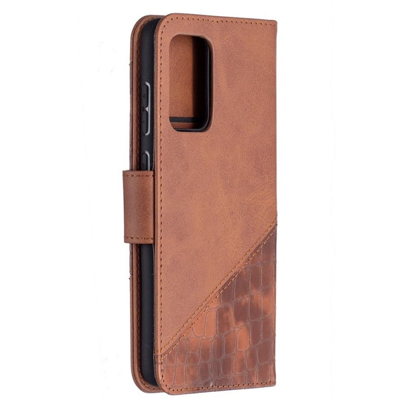 Flip Cover Læder for Samsung Galaxy A72 4G / A72 5G Sort Klassisk Krokodillehudeffekt