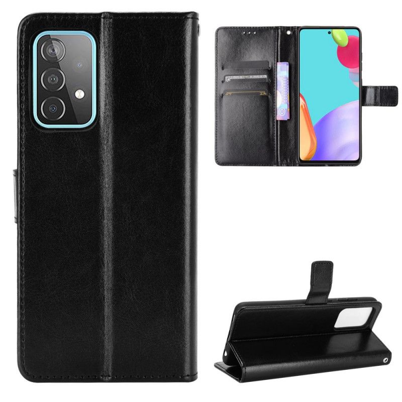 Flip Cover Læder for Samsung Galaxy A72 4G / A72 5G Sort Prangende Kunstlæder