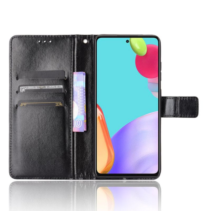 Flip Cover Læder for Samsung Galaxy A72 4G / A72 5G Sort Prangende Kunstlæder