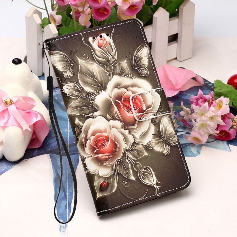 Flip Cover Læder Samsung Galaxy A72 4G / A72 5G Gyldne Roser