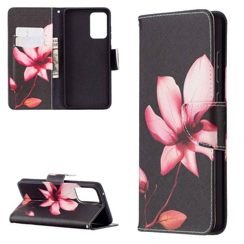 Flip Cover Læder Samsung Galaxy A72 4G / A72 5G Lyserød Blomst