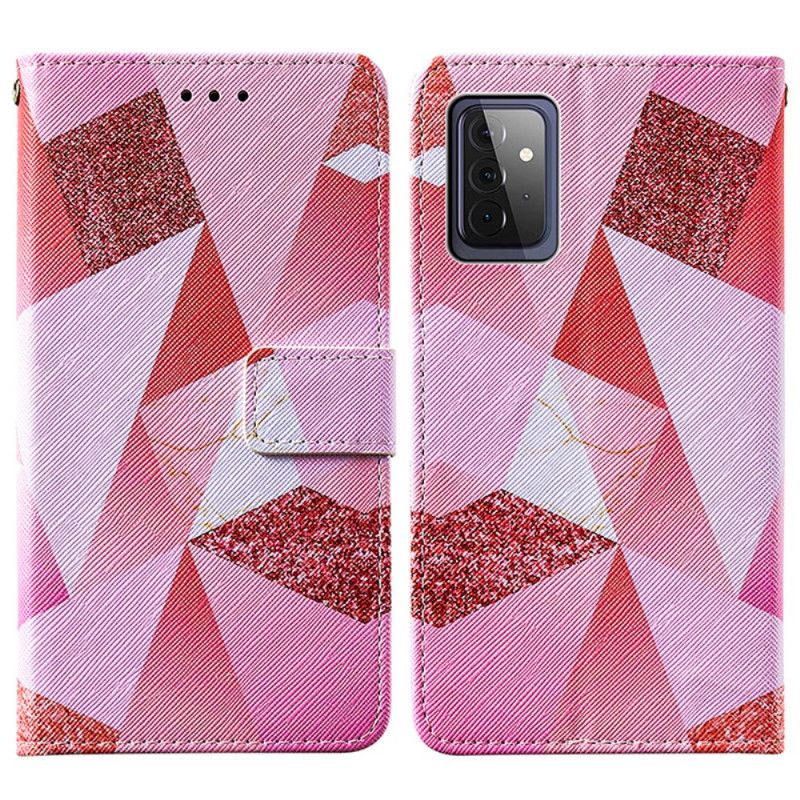 Flip Cover Læder Samsung Galaxy A72 4G / A72 5G Lyserød Grafik