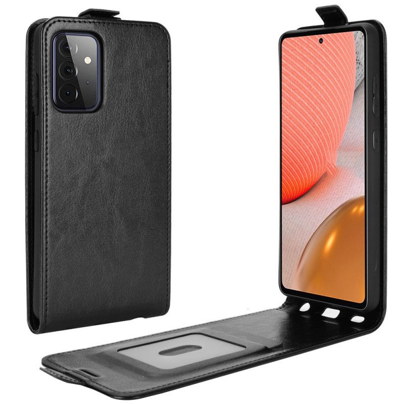 Flip Cover Samsung Galaxy A72 4G / A72 5G Sort Lodret Lædereffektklap