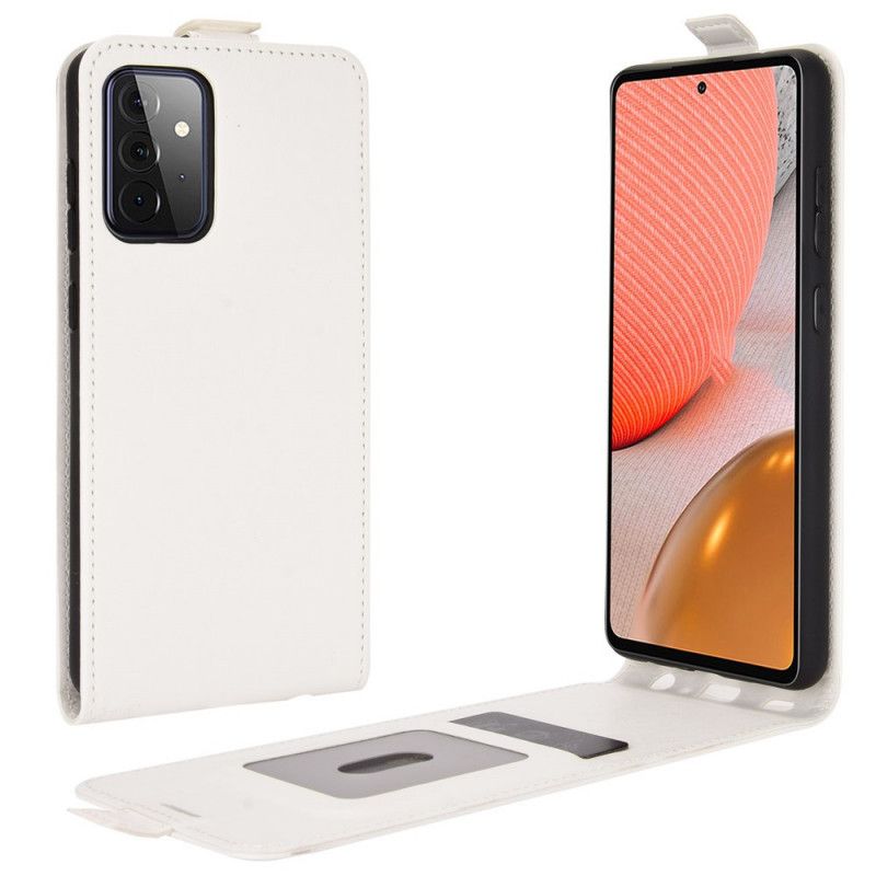 Flip Cover Samsung Galaxy A72 4G / A72 5G Sort Lodret Lædereffektklap