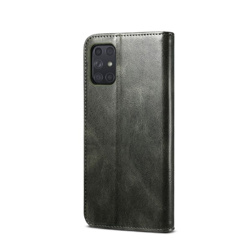 Læder Cover for Samsung Galaxy A72 4G / A72 5G Sort Voks Imiteret Læder