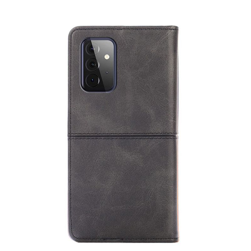 Læder Cover Samsung Galaxy A72 4G / A72 5G Sort Couture Læder Stil