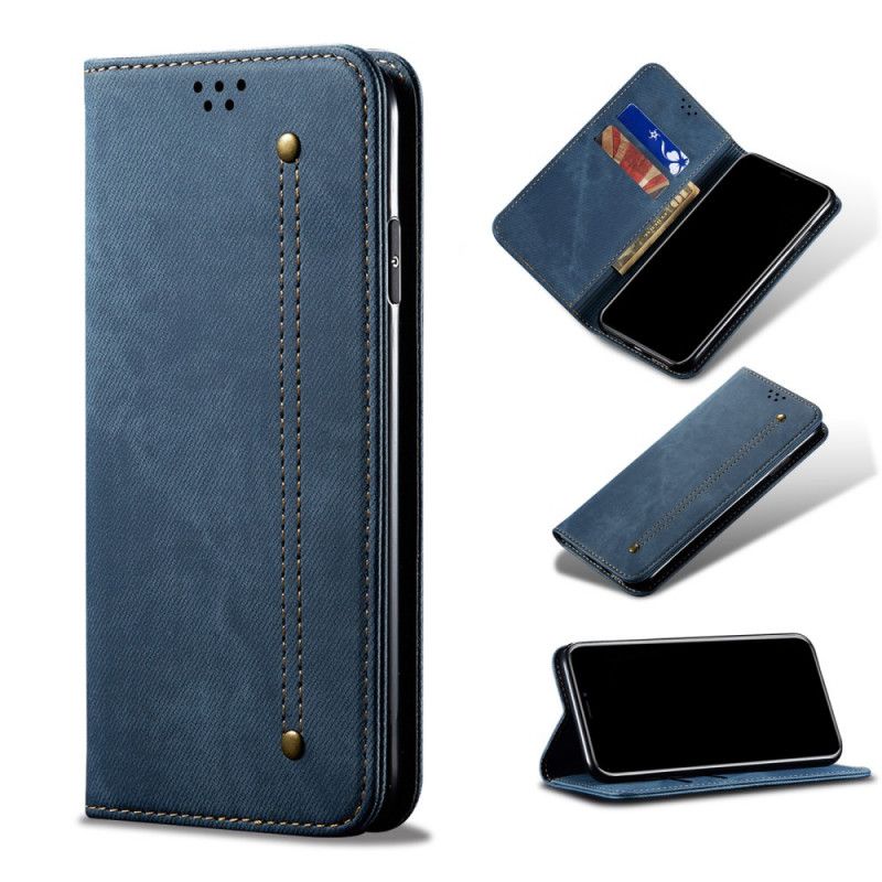 Læder Cover Samsung Galaxy A72 4G / A72 5G Sort Jeansstof