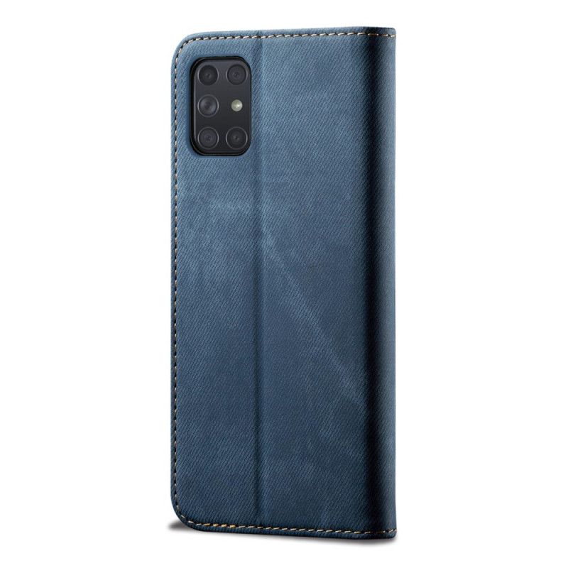 Læder Cover Samsung Galaxy A72 4G / A72 5G Sort Jeansstof