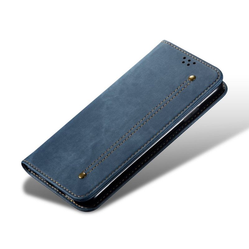 Læder Cover Samsung Galaxy A72 4G / A72 5G Sort Jeansstof