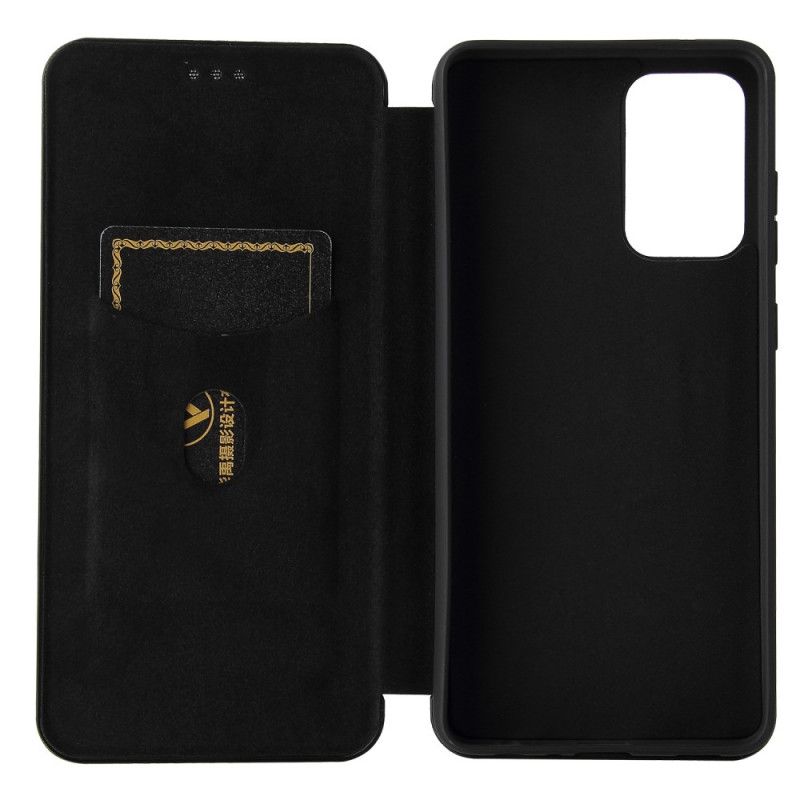 Læder Cover Samsung Galaxy A72 4G / A72 5G Sort Kulfiber Original