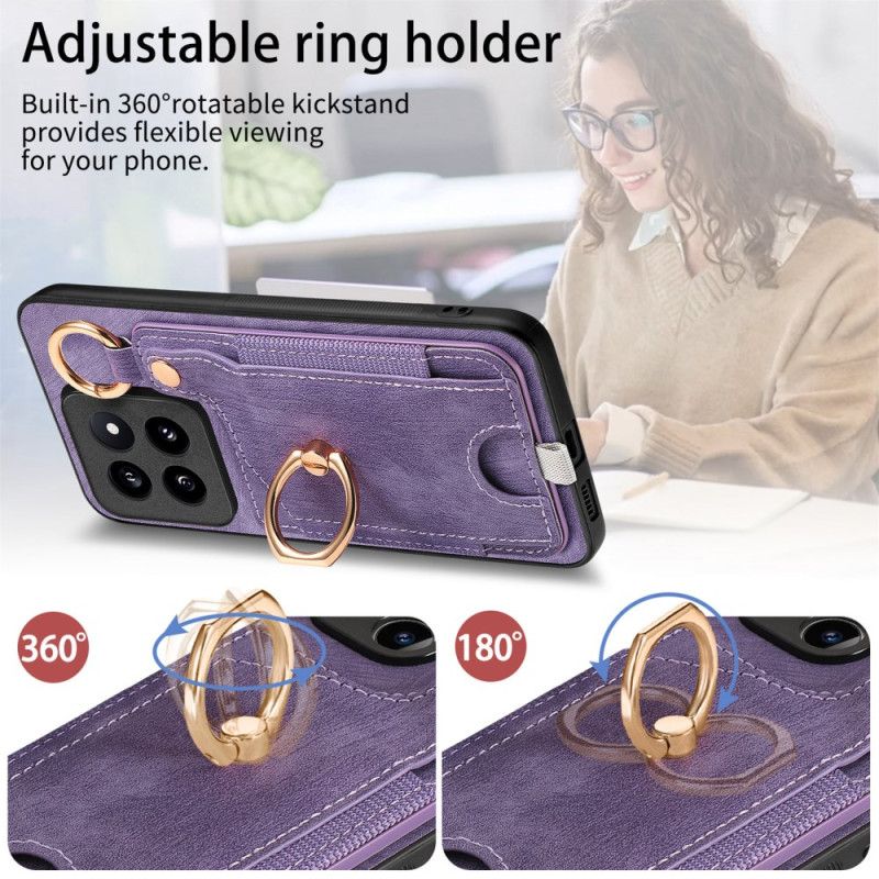 Cover Xiaomi 14 Pro Retro Kortholder Og Ring