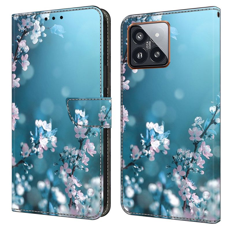 Læder Cover Xiaomi 14 Pro Blommeblomster