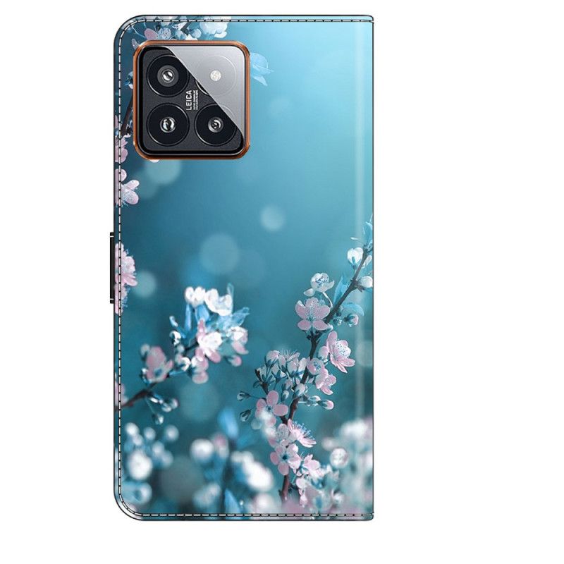 Læder Cover Xiaomi 14 Pro Blommeblomster