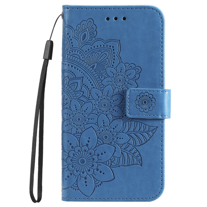 Læder Cover Xiaomi 14 Pro Telefon Etui Blomstermønster Med Rem