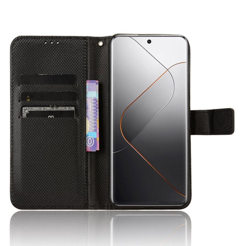 Læder Cover Xiaomi 14 Pro Telefon Etui Stribet Prikket Tekstur