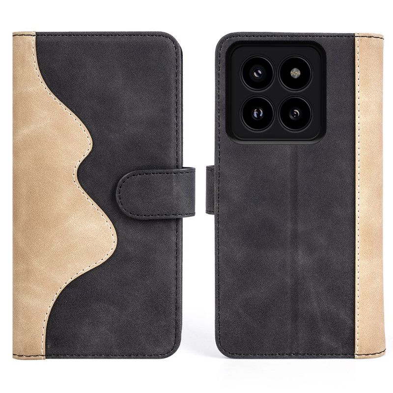 Læder Cover Xiaomi 14 Pro Telefon Etui Tofarvet Design