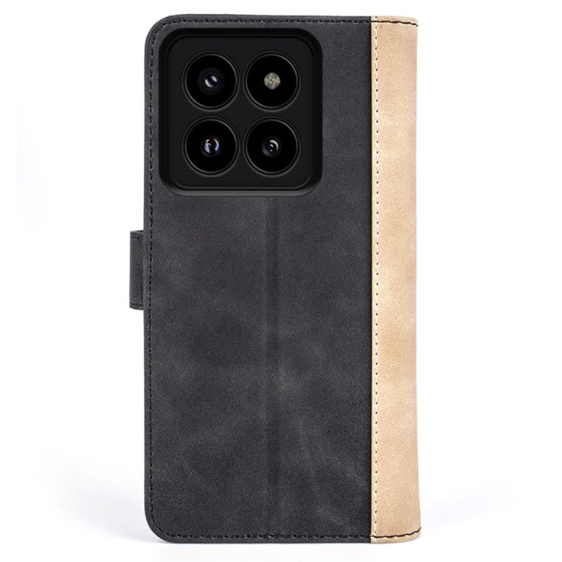 Læder Cover Xiaomi 14 Pro Telefon Etui Tofarvet Design