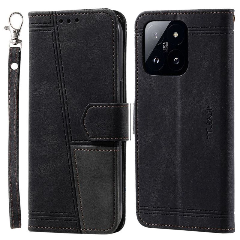 Læder Cover Xiaomi 14 Pro Telefon Etui Ttudrch Lanyard Rfid-blokering