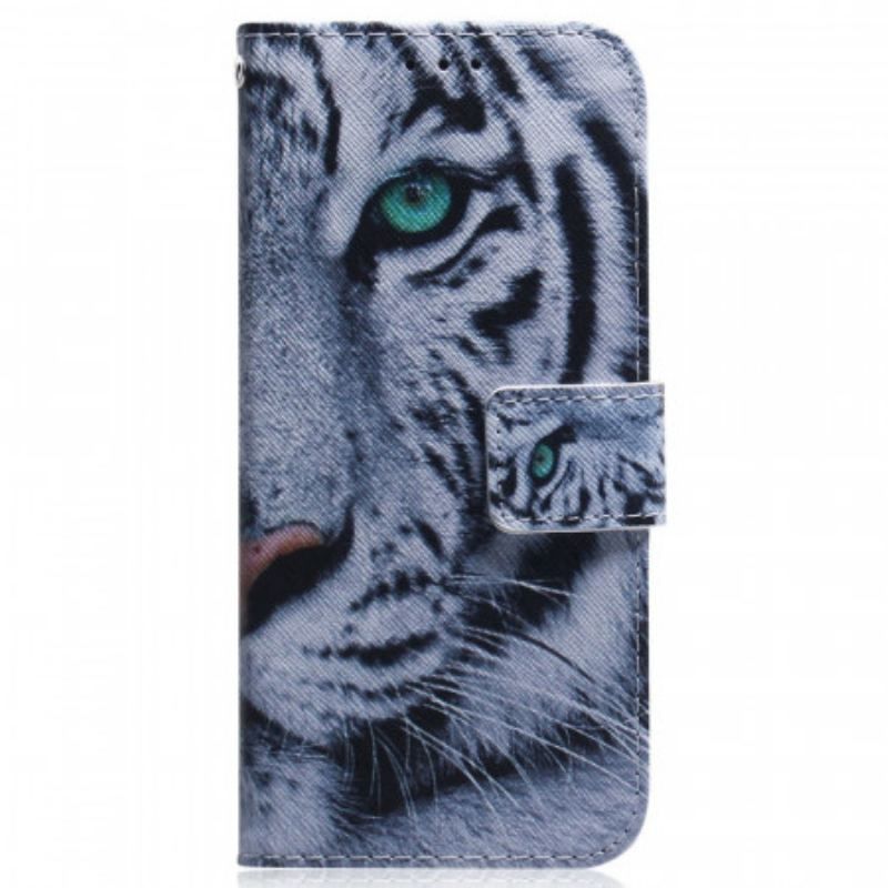 Flip Cover Samsung Galaxy M53 5G Hvid Tiger