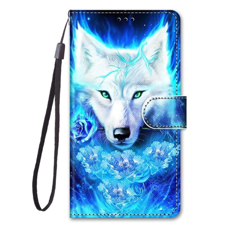 Flip Cover Samsung Galaxy M53 5G Med Snor Lanyard Wolf