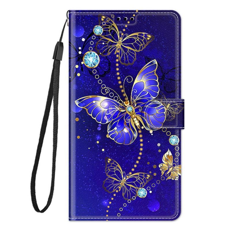 Flip Cover Samsung Galaxy M53 5G Med Snor Strap Butterflies Fan