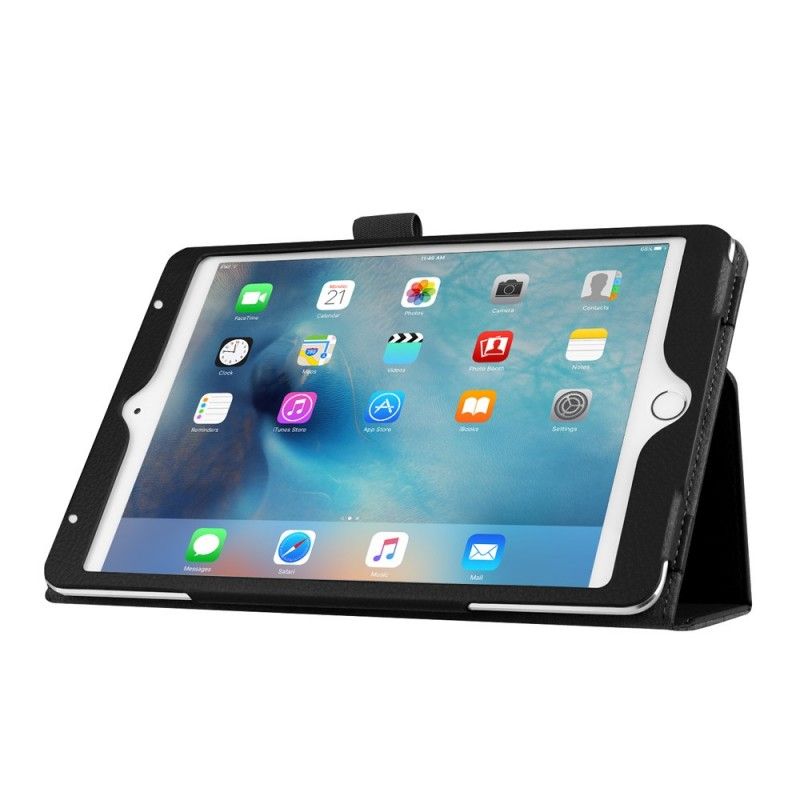 Flip Cover Læder for iPad Mini 4 Sort Lychee Imiteret Læder