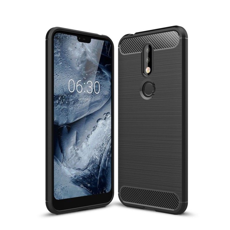 Cover for Nokia 7.1 Mørkeblå Børstet Kulfiber