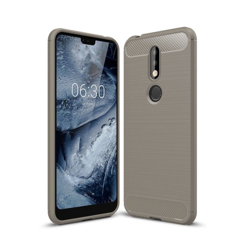 Cover for Nokia 7.1 Mørkeblå Børstet Kulfiber