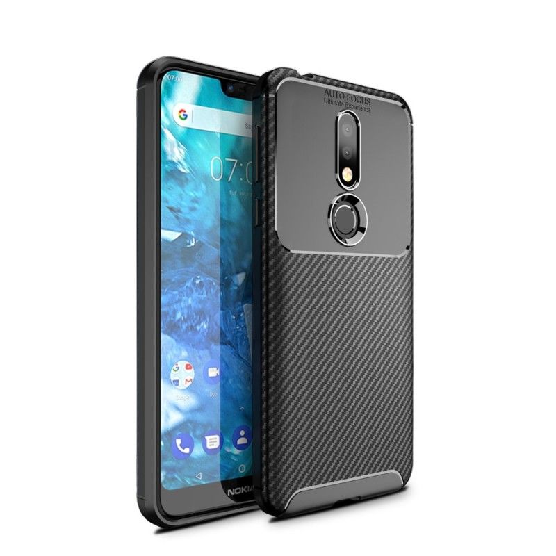 Cover for Nokia 7.1 Sort Fleksibel Kulfibertekstur