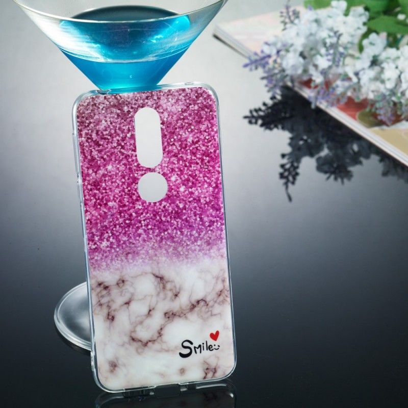 Cover Nokia 7.1 Marmor Glitter Og Smil