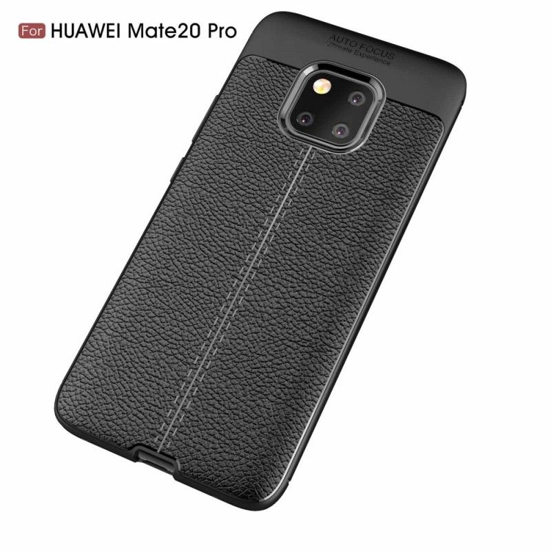 Cover Huawei Mate 20 Pro Sort Dobbeltlinjeret Lychee-Effekt