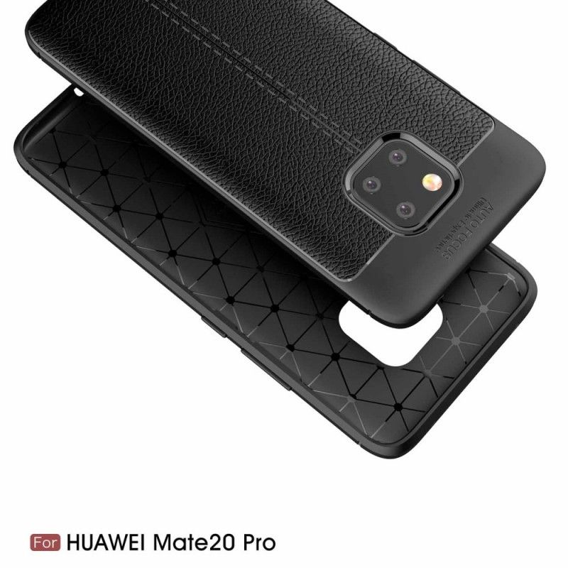 Cover Huawei Mate 20 Pro Sort Dobbeltlinjeret Lychee-Effekt