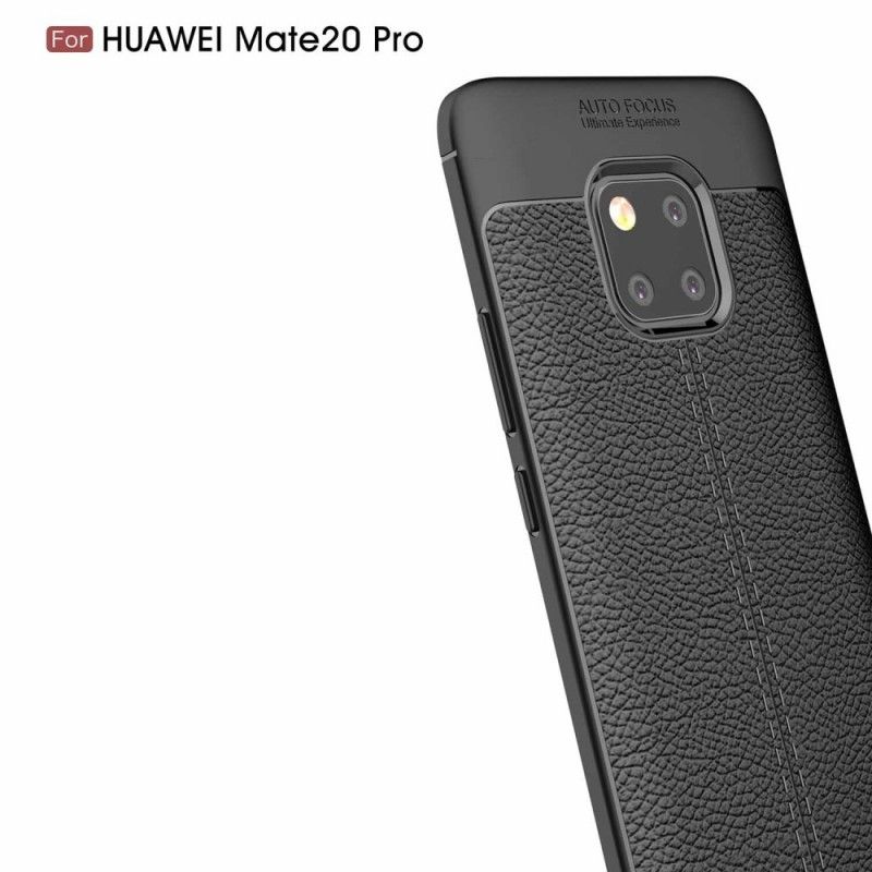 Cover Huawei Mate 20 Pro Sort Dobbeltlinjeret Lychee-Effekt