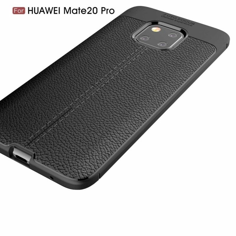 Cover Huawei Mate 20 Pro Sort Dobbeltlinjeret Lychee-Effekt