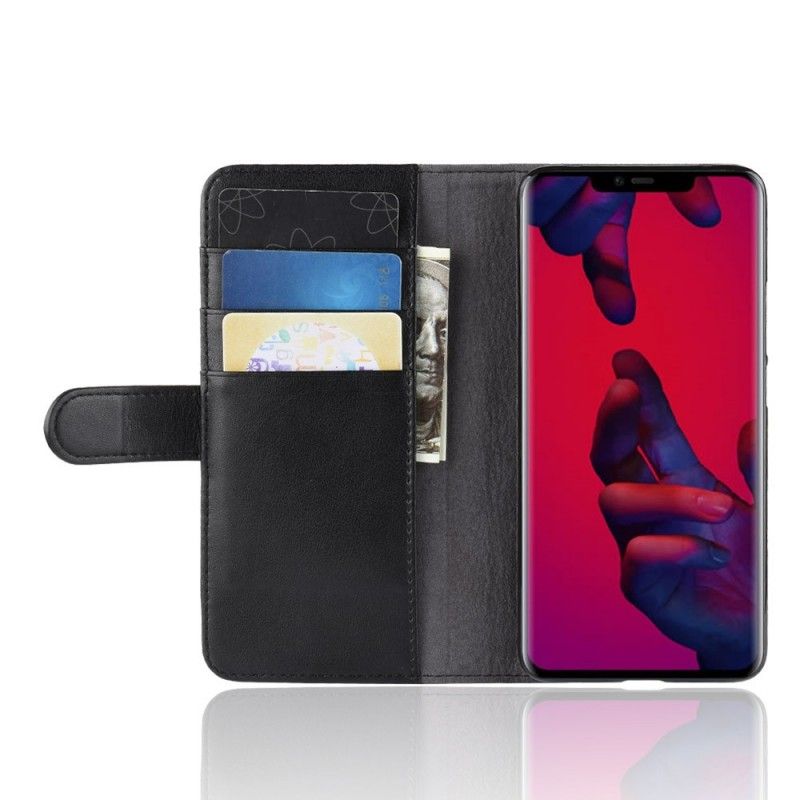 Flip Cover Huawei Mate 20 Pro Sort Delt Læder