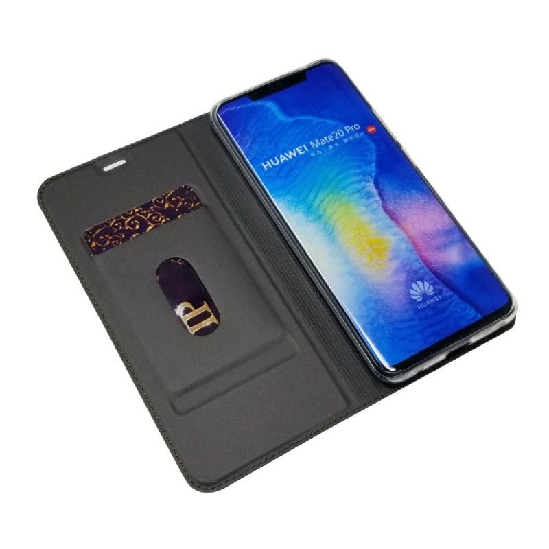 Læder Cover Huawei Mate 20 Pro Sort Kortholder I Lædereffekt Original