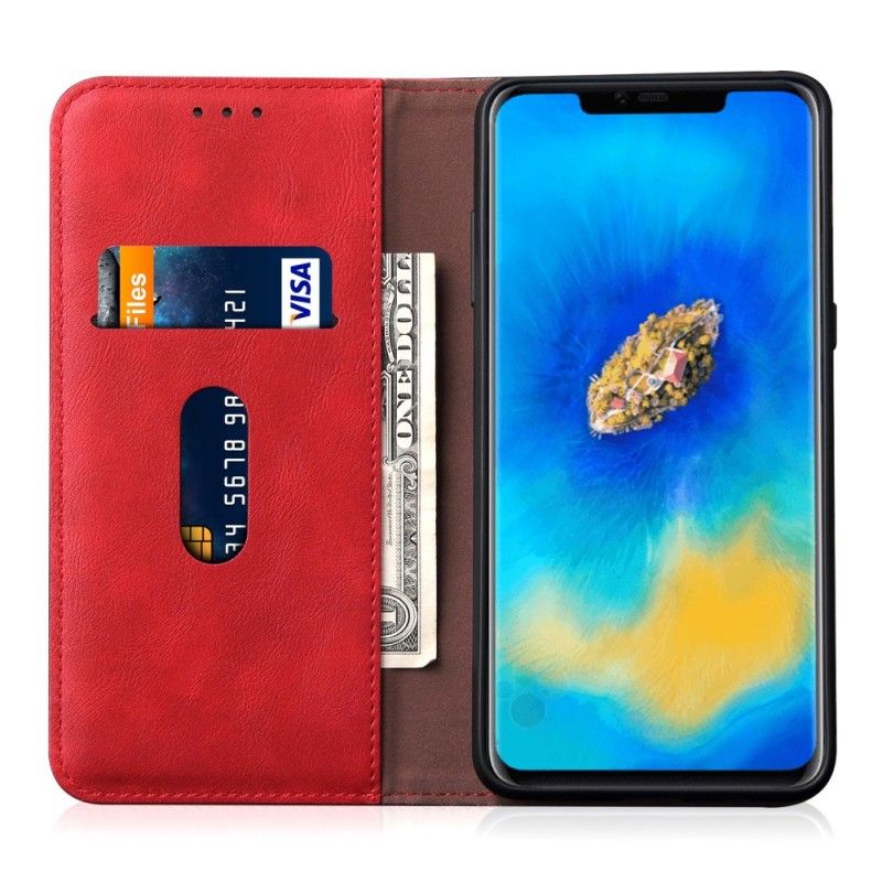 Læder Cover Huawei Mate 20 Pro Sort Syet Lædereffekt Original