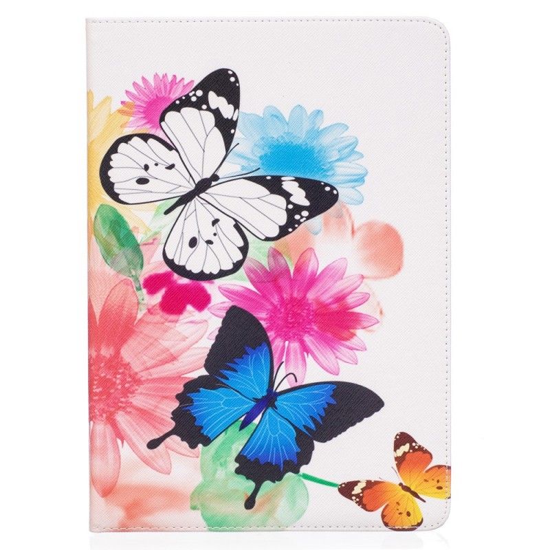 Flip Cover Læder iPad Pro 10.5" Malede Sommerfugle Og Blomster Original