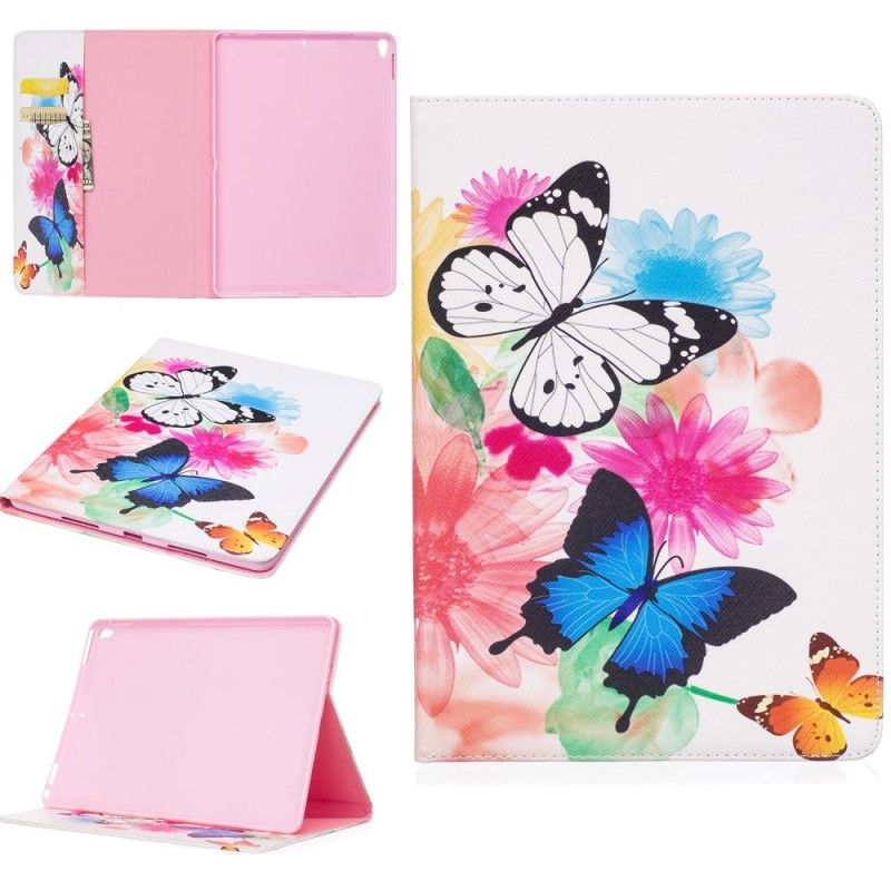 Flip Cover Læder iPad Pro 10.5" Malede Sommerfugle Og Blomster Original