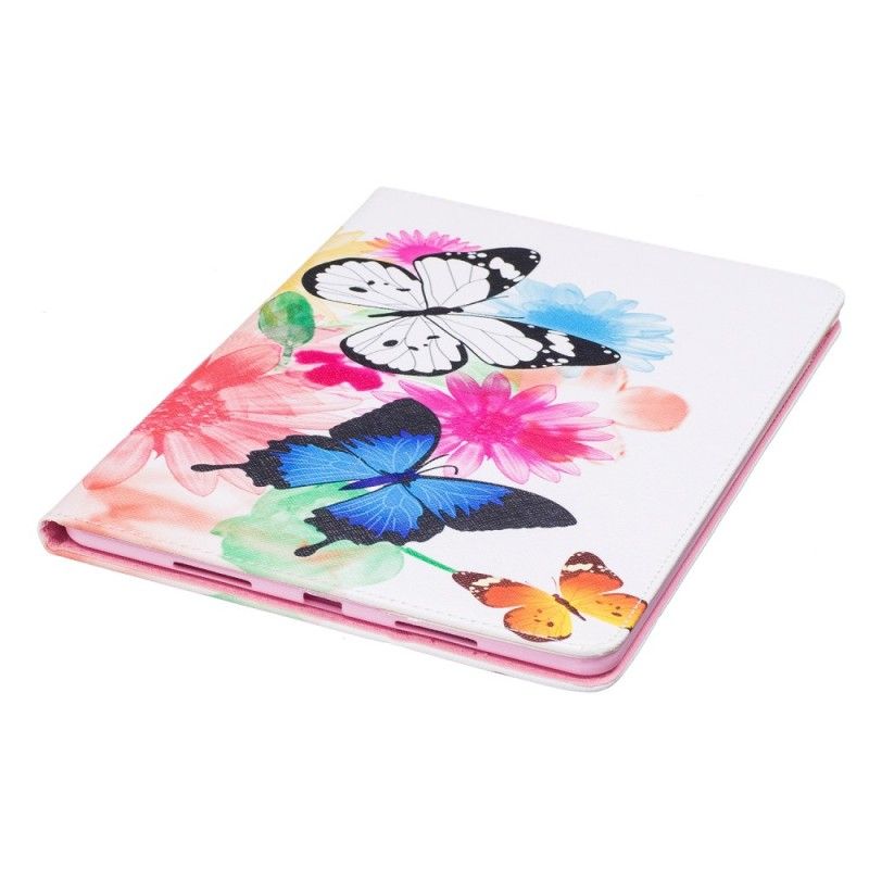 Flip Cover Læder iPad Pro 10.5" Malede Sommerfugle Og Blomster Original