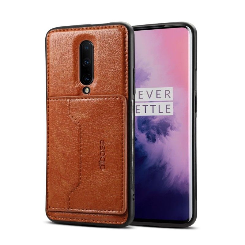 Cover OnePlus 7 Pro Brun Understøttelse Af Kortholder I Imiteret Læder