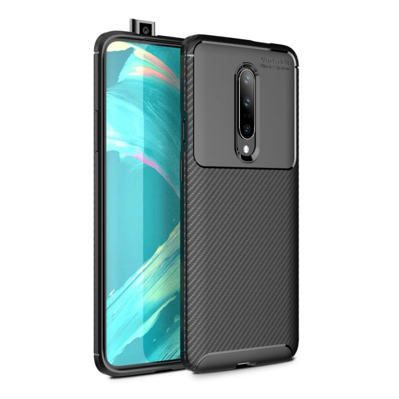 Cover OnePlus 7 Pro Sort Fleksibel Kulfibertekstur