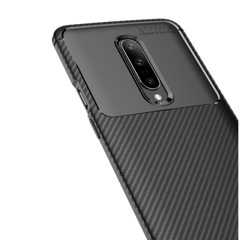 Cover OnePlus 7 Pro Sort Fleksibel Kulfibertekstur