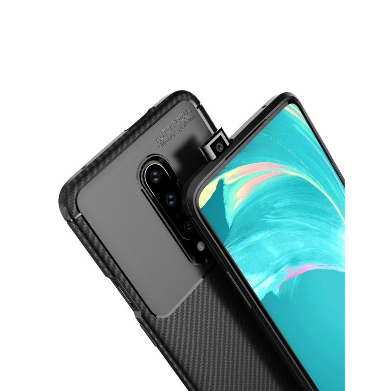 Cover OnePlus 7 Pro Sort Fleksibel Kulfibertekstur