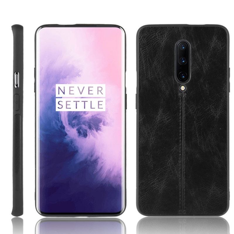 Cover OnePlus 7 Pro Sort Syet Lædereffekt Beskyttelse