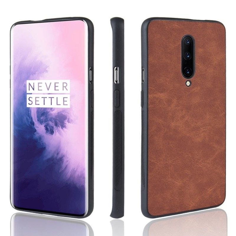 Cover OnePlus 7 Pro Sort Vintage Look Læder Effekt