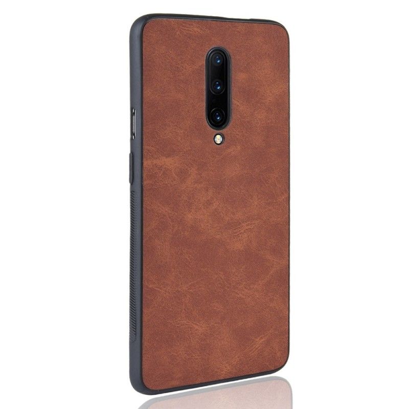 Cover OnePlus 7 Pro Sort Vintage Look Læder Effekt