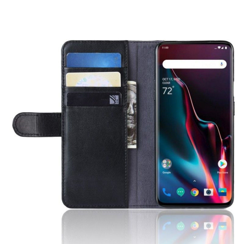 Flip Cover Læder OnePlus 7 Pro Sort Delt Læder