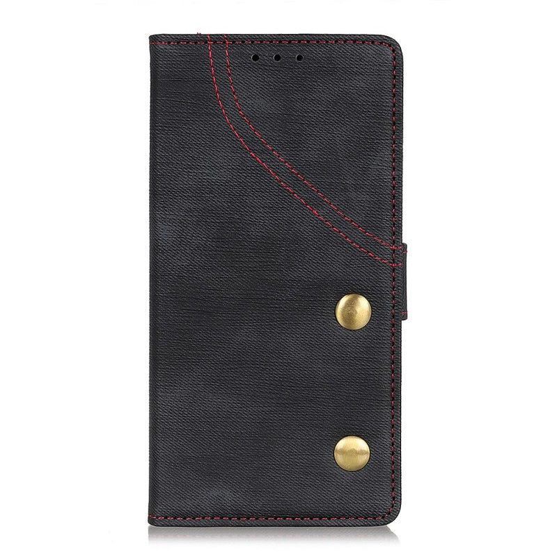 Flip Cover Læder OnePlus 7 Pro Sort Jeans Knapper Original