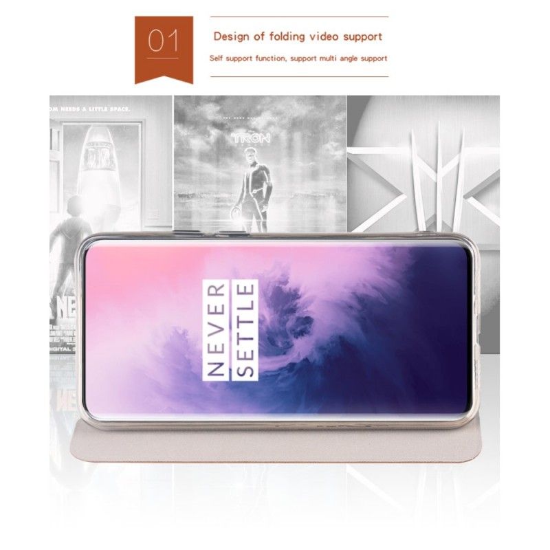 Læder Cover OnePlus 7 Pro Sort Mofi